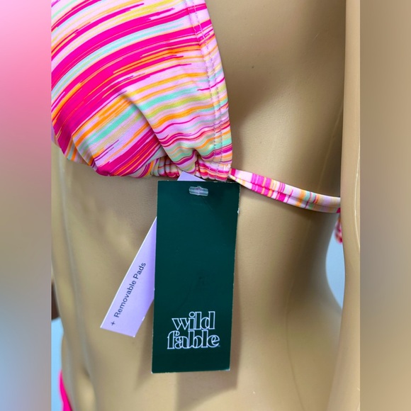 Wild fable Triangle Bikini Top in Pink Space Dye & Bright Pink Bottom XS… - Picture 4 of 11